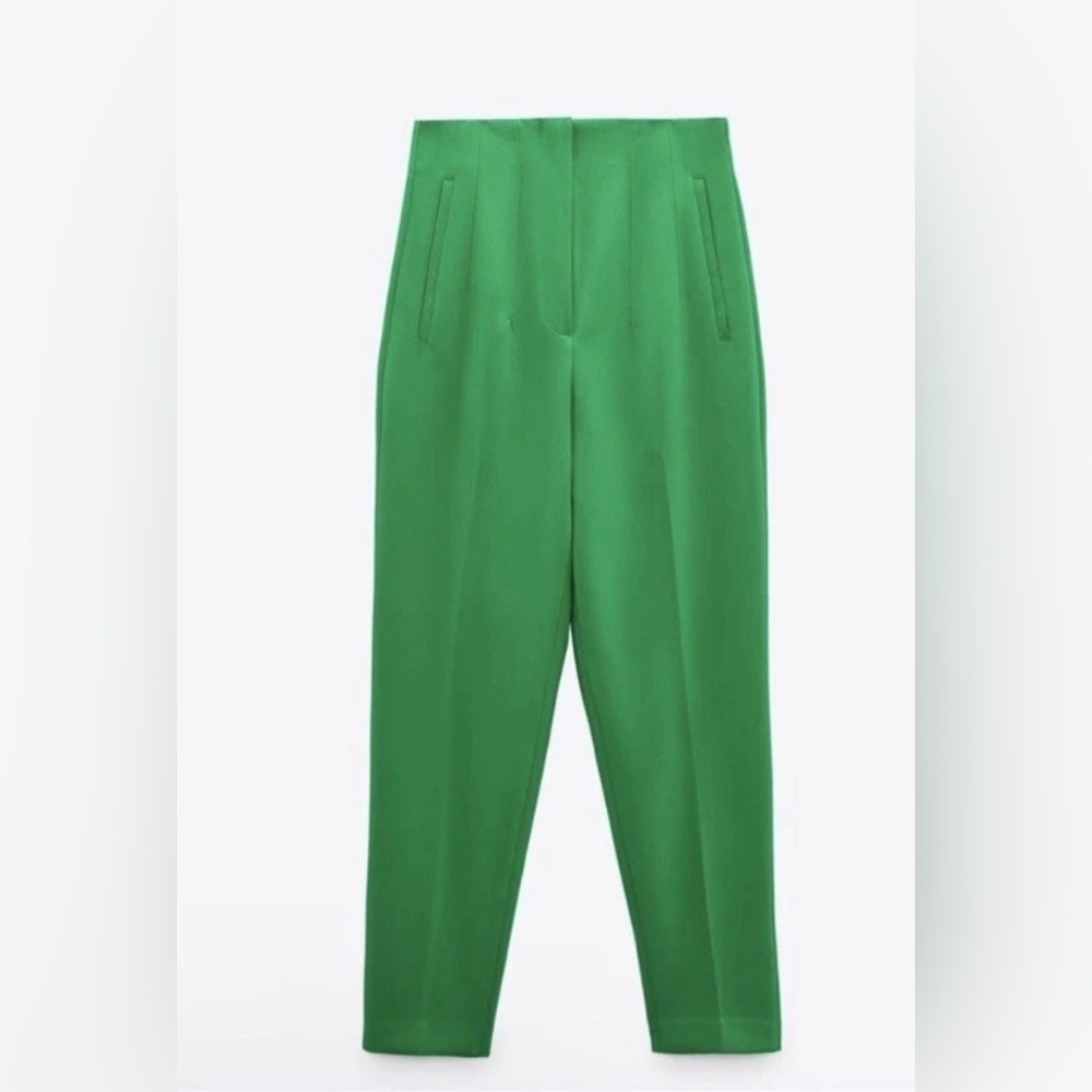 Zara Kelly Green High Waisted Trousers - image 3